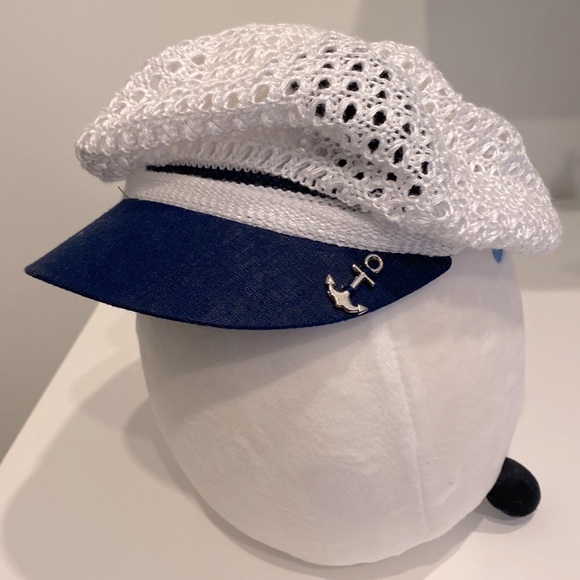 Crochet Navy Inspired Hat for kids 100% cotton - Picture 1 of 7